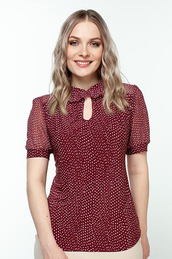 Блузка женская 4112-22/01/Бордовый, белый фото 2