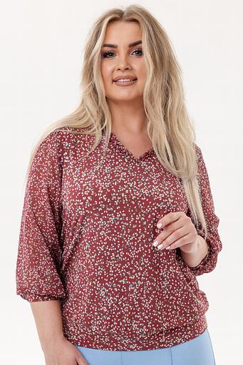 Блузка женская 7015-23/03/Красная терракота, белый фото 3