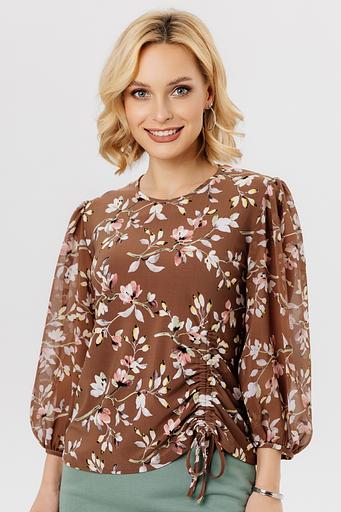 Блузка женская 7021-23/01/Коричневый, розовый фото 4