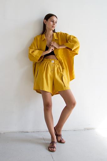 Костюм лён SET019/09/Горчица фото 3