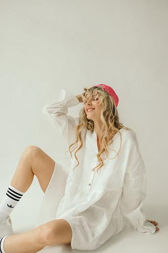 Платье лён FREEDOM007/02/Белый фото 4