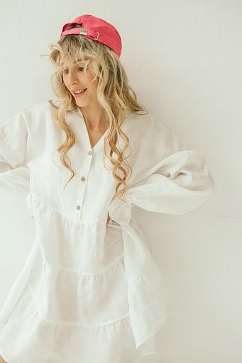 Платье лён FREEDOM007/02/Белый фото 5