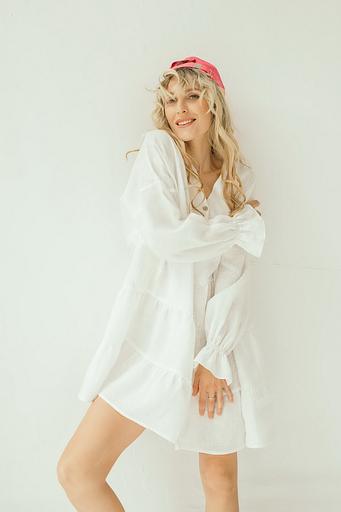 Платье лён FREEDOM007/02/Белый фото 6