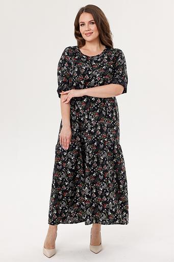 Платье штапель 5872/83/Черный, белый фото 1