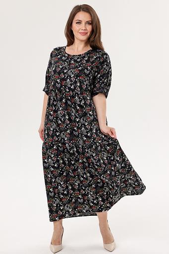 Платье штапель 5872/83/Черный, белый фото 2