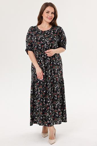 Платье штапель 5872/83/Черный, белый фото 4