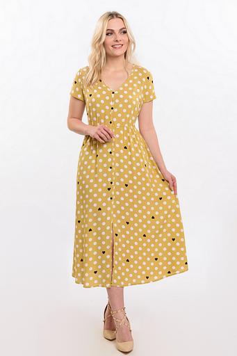 Платье штапель 5950/05/Желтый, белый фото 1