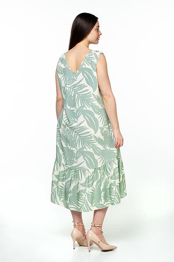 Платье штапель 6023/02/Молочный, оливковый фото 5