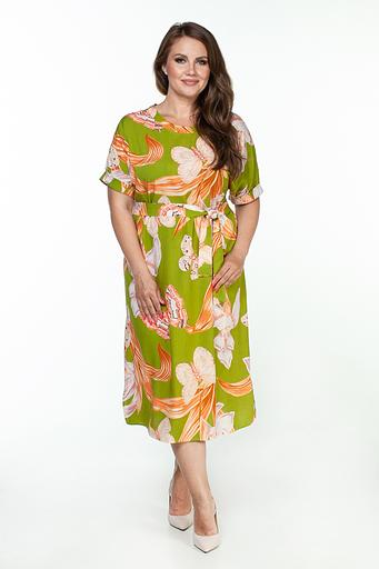 Платье штапель 6030/07/Салатовый, розовый фото 2