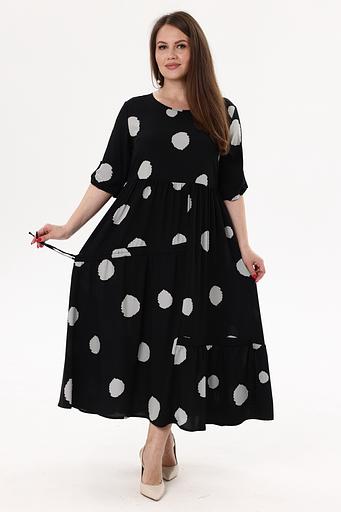 Платье штапель 6079/01/Черный, серый фото 1