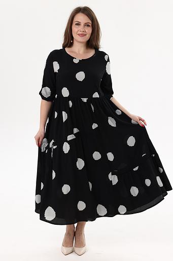 Платье штапель 6079/01/Черный, серый фото 3