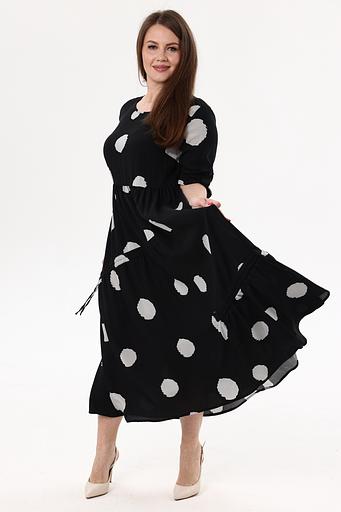 Платье штапель 6079/01/Черный, серый фото 4