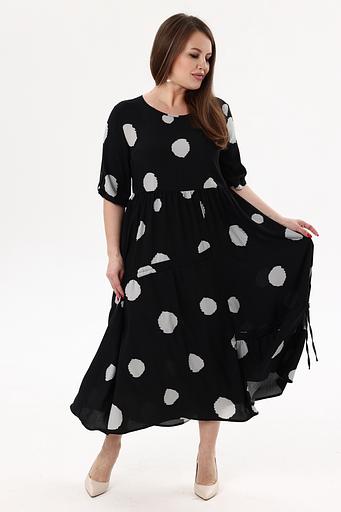 Платье штапель 6079/01/Черный, серый фото 5