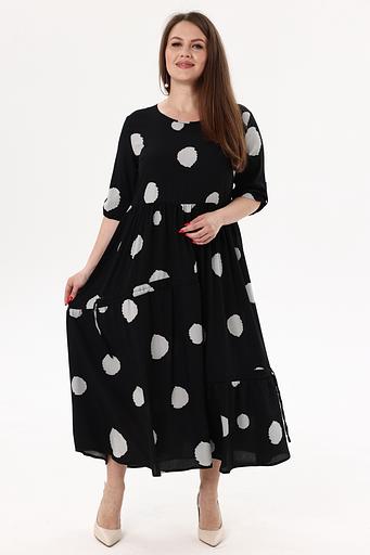 Платье штапель 6079/01/Черный, серый фото 6