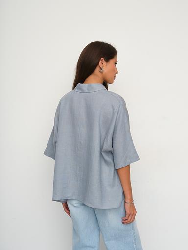 Рубашка короткая S021_BBMNG/Бежево-голубой меланж фото 6