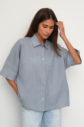 Рубашка короткая S021_BBMNG/Бежево-голубой меланж фото 8