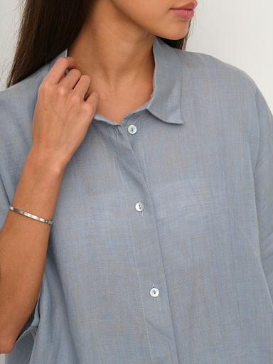 Рубашка короткая S021_BBMNG/Бежево-голубой меланж фото 10