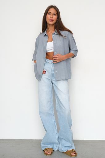 Рубашка короткая S021_BBMNG/Бежево-голубой меланж фото 2