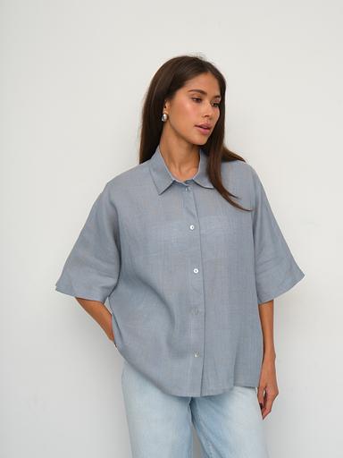 Рубашка короткая S021_BBMNG/Бежево-голубой меланж фото 7
