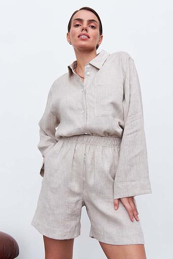 Рубашка короткая S021_LBGE/Светло-бежевый фото 10