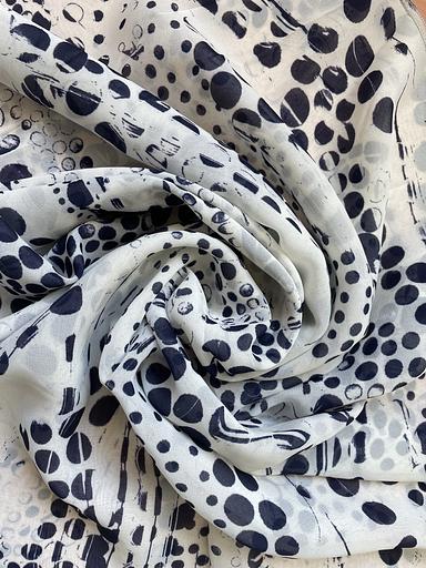 Шарф шифоновый 500/01/Белый, фиолетовый фото 1