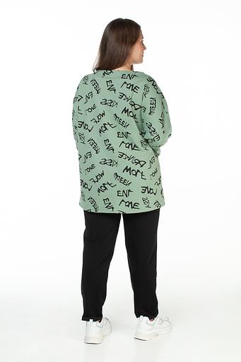 Туника футер 2-х нитка 4187/01/Оливковый, черный фото 4