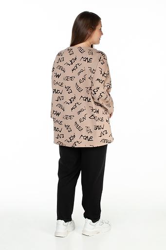 Туника футер 2-х нитка 4187/02/Бежевый, черный фото 4