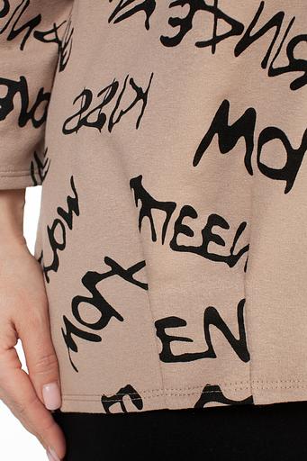 Туника футер 2-х нитка 4187/02/Бежевый, черный фото 6