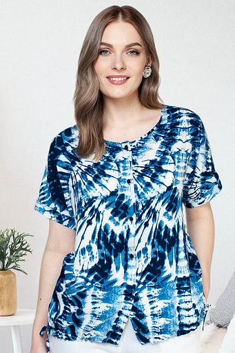 Туника штапель 4103/06/Белый, синий фото 1