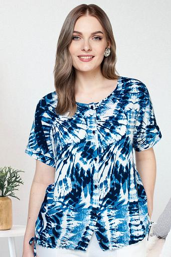 Туника штапель 4103/06/Белый, синий фото 1