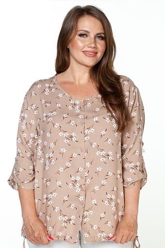 Туника штапель 4117/08/Бежевый, белый фото 7