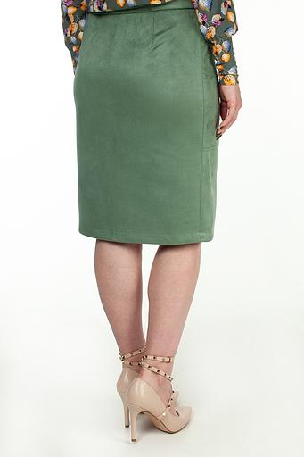 Юбка эко-замша 116/01/Оливковый фото 4