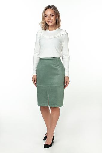 Юбка эко-замша 116/01/Оливковый фото 2