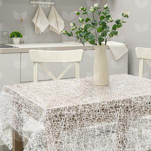 Клеенка столовая ПВХ "LACE", 1,32х22м Паутинка 7044-011 (белый) фото 1