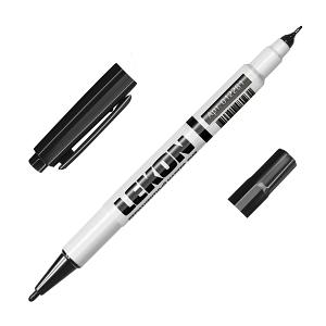 Маркер LEKON DUO перманентный двухсторонний, ЧЕРНЫЙ (140 мм, черный) фото 1