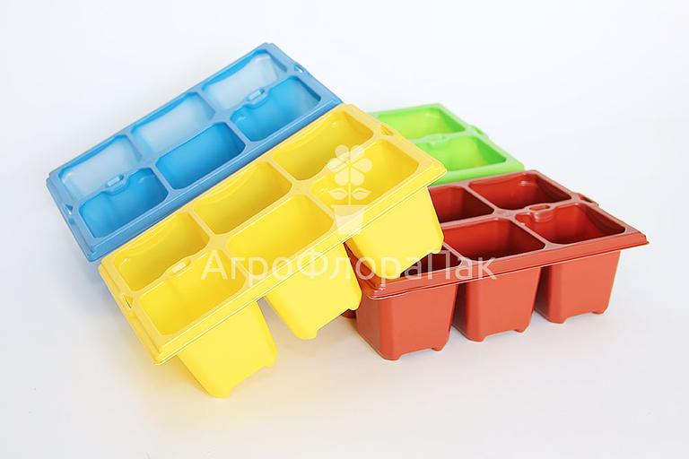 Кассета рассадная, цветная, 6 ячеек ОПТ фото 1