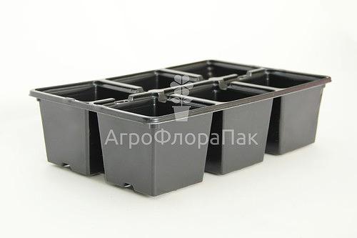 Кассета рассадная, черная, 6 ячеек (7*7 см) ОПТ фото 1