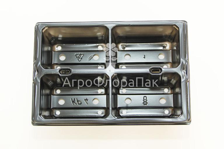 Кассета рассадная, чёрная, 4 ячейки ОПТ фото 1