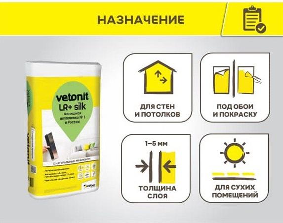 Шпаклёвка полимерная финишная Vetonit LR+ silk 20 кг фото 2
