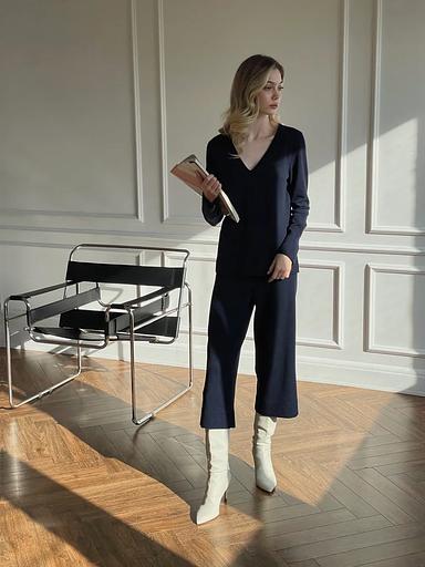 Кашемировый костюм синий ОПТ фото 2