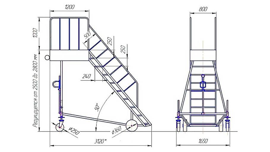 Авиационная стремянка СА-3/10Б-Н1-ТР фото 1