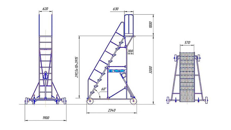 Авиационная стремянка СА-3/11Б-Н1 (нов) фото 1