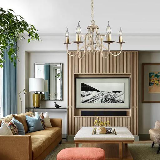 Люстра подвесная «Аврора» бежевое золото ОПТ фото 5