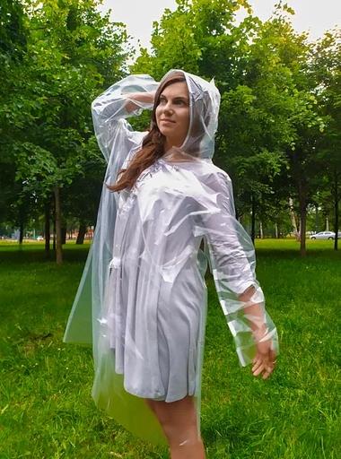Плотный дождевик на липучках шитый, прозрачный фото 1