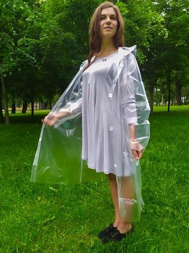 Плотный дождевик на липучках шитый, прозрачный фото 2