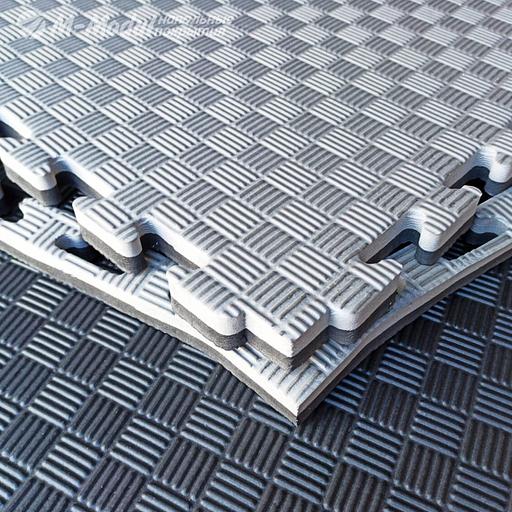 Мягкий модульный пол (будо-мат) двухсторонний 100x100 см, толщина 2,5 см, Цвет Черно-серый, Толщина модуля 25 мм. фото 1