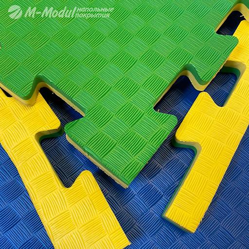 Мягкий модульный пол (будо-мат) двухсторонний 100x100 см, толщина 2 см, Цвет Желто-зеленый, Толщина модуля 20 мм. фото 1