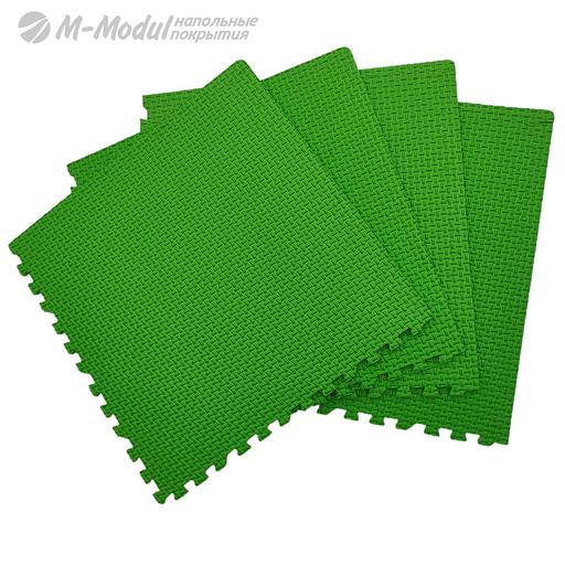 Мягкий пол универсальный 60x60 см, толщина 1,1 см, тиснение плетенка, Цвет Зеленый, Толщина модуля 11 мм. фото 1