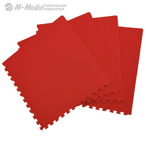 Мягкий пол универсальный 60x60 см, толщина 1,1 см, тиснение плетенка, Цвет Красный, Толщина модуля 11 мм. фото 1