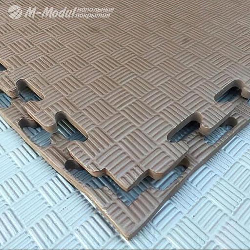 Мягкий модульный пол для детских игровых комнат 100x100 см, толщина 1,2 см, Цвет Коричневый, Толщина модуля 12 мм. фото 1